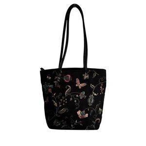 Bueno Women’s Black Purse With Flowers, Butterflies & Bees. Lined Inside.